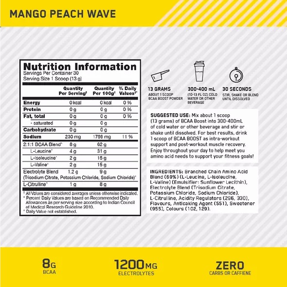 Optimum Nutrition BCAA Boost Mango Peach 30 Serves Österreich | BN2768014