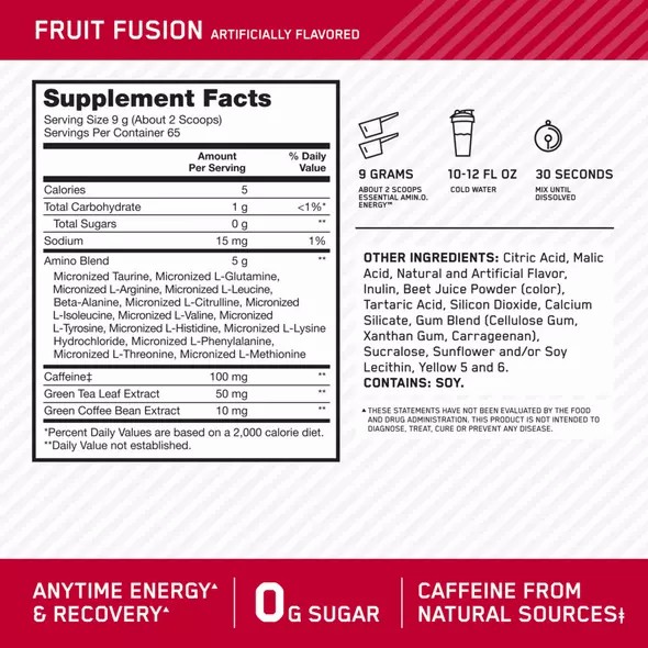 Optimum Nutrition ESSENTIAL AMIN.O. ENERGY® Fruit Fusion 0.6 lb (30 Servings) Österreich | PD7103849