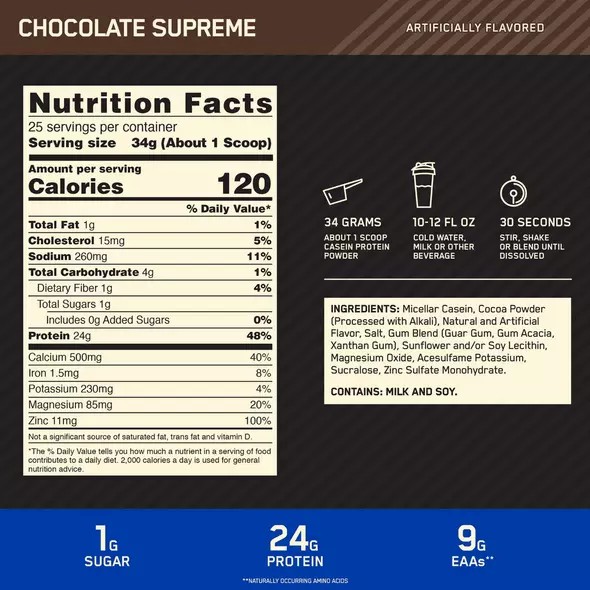 Optimum Nutrition GOLD STANDARD® 100% Casein Chocolate Supreme 2 lb (25 Servings) Österreich | IB2108597