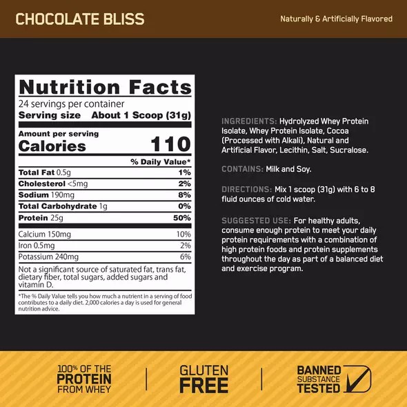 Optimum Nutrition GOLD STANDARD® 100% Isolate Chocolate Bliss 3 lb (44 Servings) Österreich | CR3421958