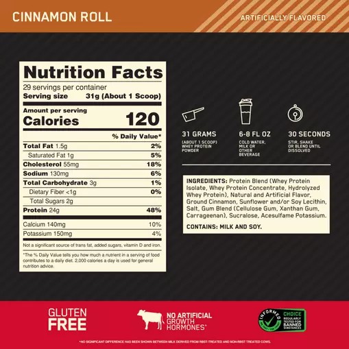 Optimum Nutrition GOLD STANDARD 100% WHEY™ Cinnamon Roll 2 lb (29 Servings) Österreich | HF8457613