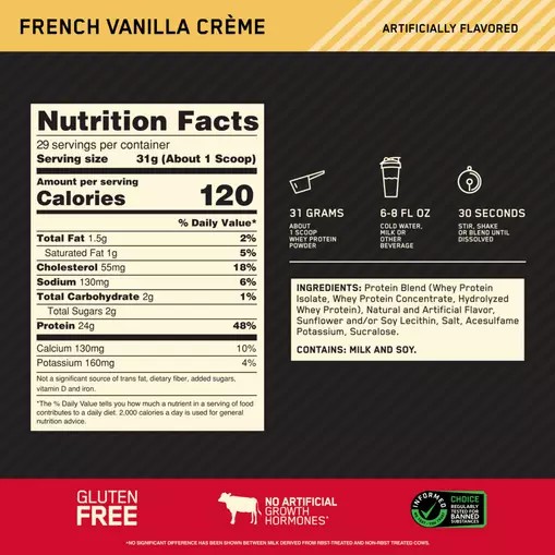 Optimum Nutrition GOLD STANDARD 100% WHEY™ French Vanilla Creme 2 lb (29 Servings) Österreich | QA4269317