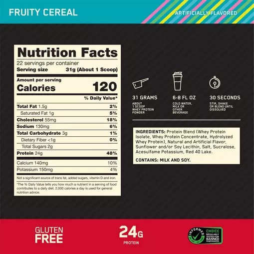 Optimum Nutrition GOLD STANDARD 100% WHEY™ Fruity Cereal 1.5 lb (22 Servings) Österreich | NV8201564