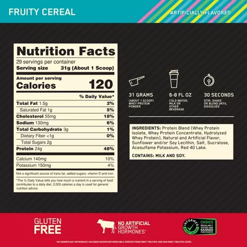 Optimum Nutrition GOLD STANDARD 100% WHEY™ Fruity Cereal 2 lb (29 Servings) Österreich | QY5823961