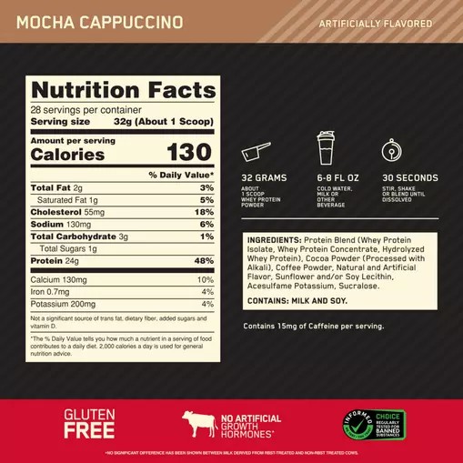 Optimum Nutrition GOLD STANDARD 100% WHEY™ Mocha Cappuccino 2 lb (28 Servings) Österreich | UD0932675