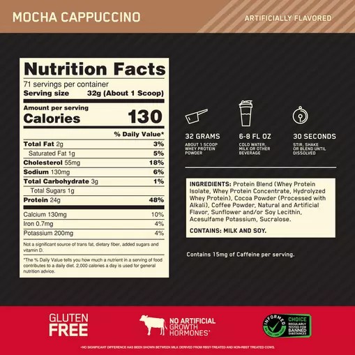 Optimum Nutrition GOLD STANDARD 100% WHEY™ Mocha Cappuccino 5 lb (71 Servings) Österreich | MU6849053