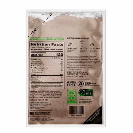 Optimum Nutrition GOLD STANDARD 100% WHEY™ Recyclable Refill Bag Double Rich Chocolate 2 lb (29 Servings) Österreich | BV0378691