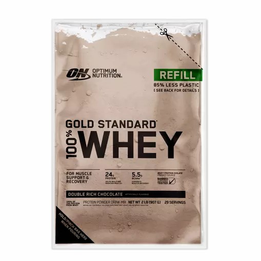 Optimum Nutrition GOLD STANDARD 100% WHEY™ Recyclable Refill Bag Double Rich Chocolate 2 lb (29 Servings) Österreich | BV0378691