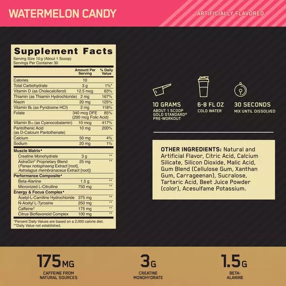 Optimum Nutrition GOLD STANDARD® Pre-Workout Watermelon 0.66 lb (30 Servings) Österreich | TU1207893