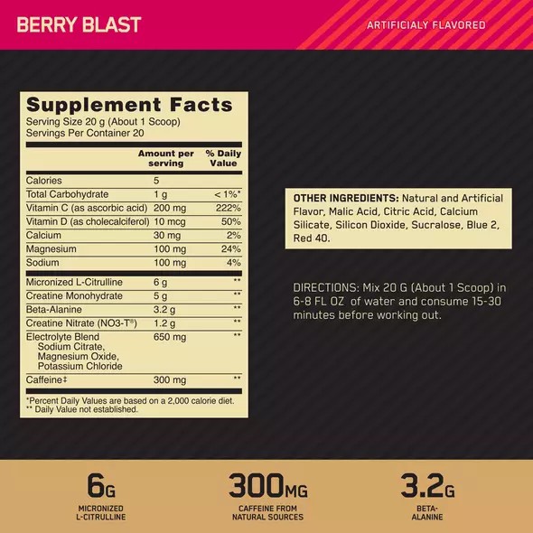 Optimum Nutrition GOLD STANDARD® Pre Advanced Berry Blast 0.88 lb (20 Servings) Österreich | BA7623519