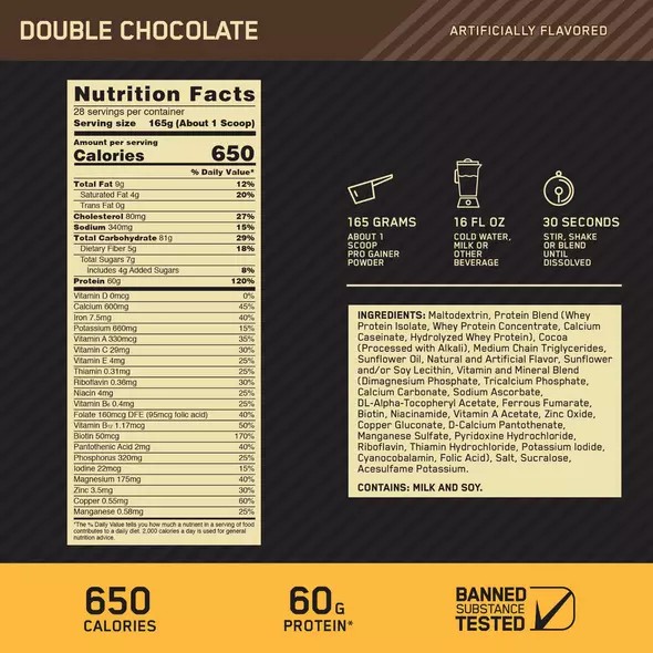 Optimum Nutrition GOLD STANDARD® Pro Gainer Double Chocolate 5.09 lb (14 Servings) Österreich | NA5197034