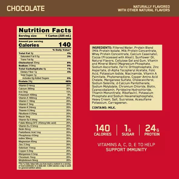 Optimum Nutrition GOLD STANDARD® Ready To Drink Protein Shake Chocolate 12 Cartons (12 Servings) Österreich | VU8496231