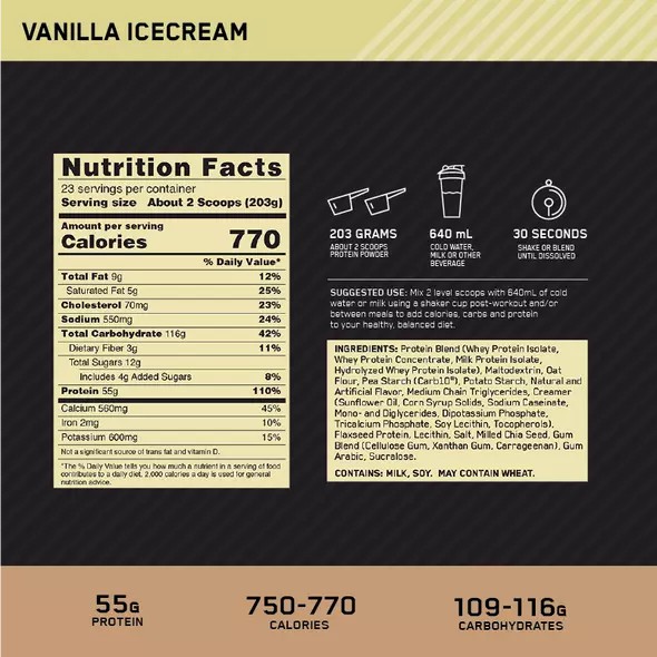 Optimum Nutrition Gold Standard Gainer Vanilla 4.67kg Österreich | JY1850963