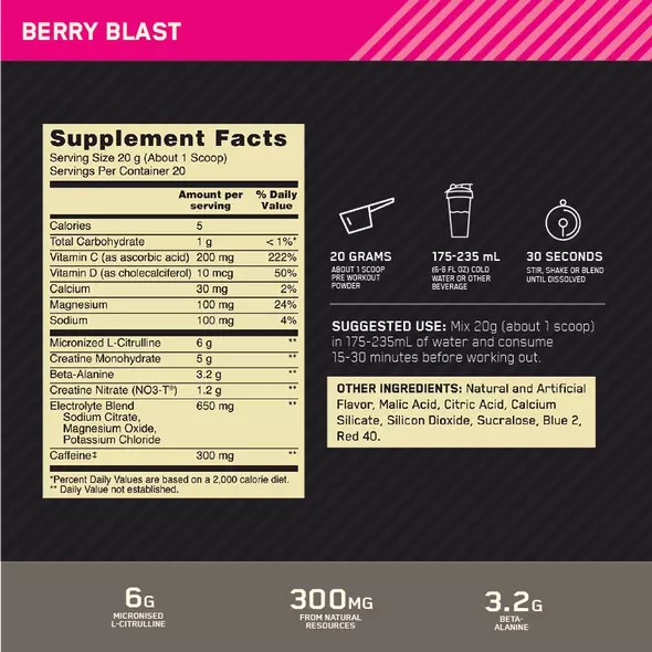Optimum Nutrition Gold Standard Pre Advanced Berry Blast 20 Serves Österreich | IC6913257
