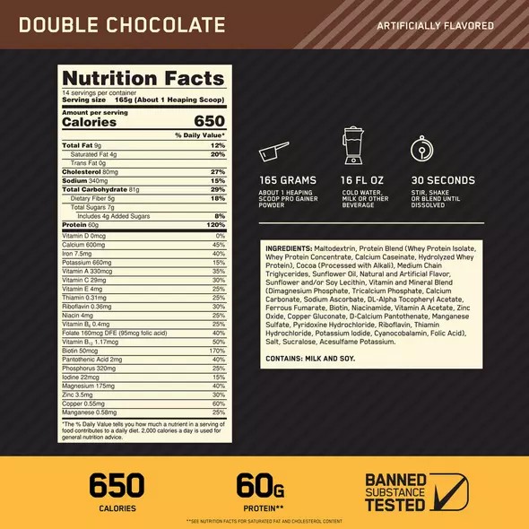 Optimum Nutrition Gold Standard Pro Gainer Chocolate 2.27kg Österreich | CB9456182