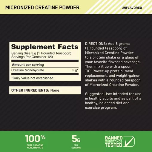 Optimum Nutrition Micronized Creatine Powder Unflavored 1.32 lb (120 Servings) Österreich | MI5389742