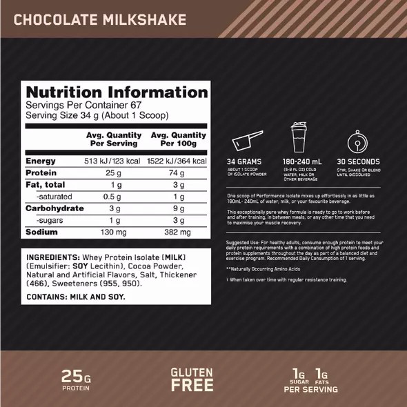 Optimum Nutrition Performance Isolate Chocolate 2.27kg Österreich | SM3175682